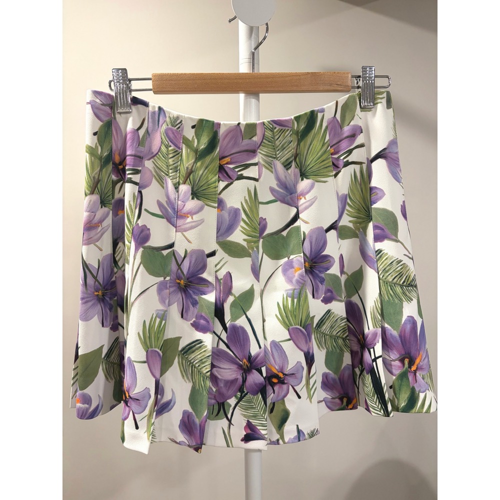 NWT Alice + Olivia Carter Floral Pleated Mini Skirt Coquette Preppy Resortwear
